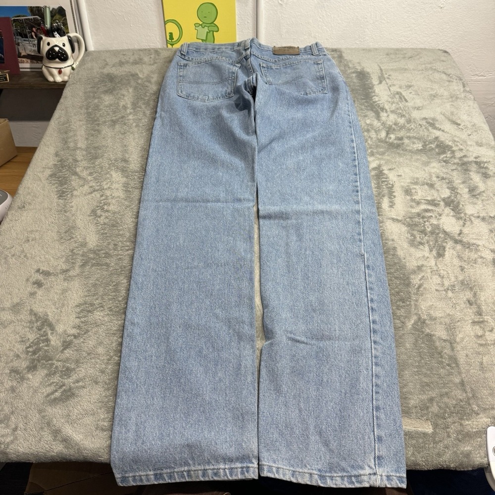VTG Y2K Wrangler Straight Fit Lightwash Denim Jeans Mens 32x34 Western Indie - Picture 5 of 11